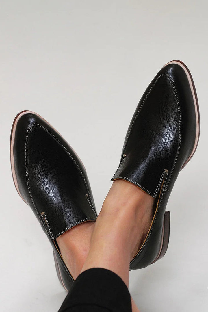 Nienke™ | Zwarte patchwork mocassins