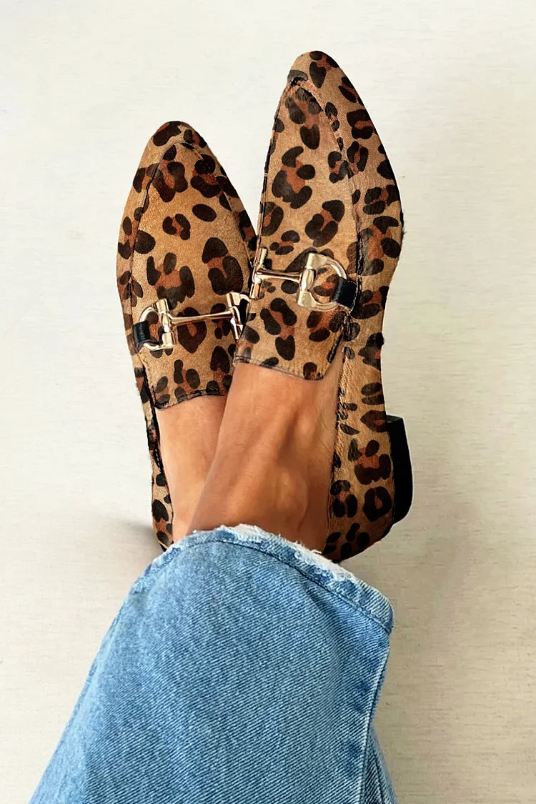 Gia - Elegante mocassins met luipaardprint