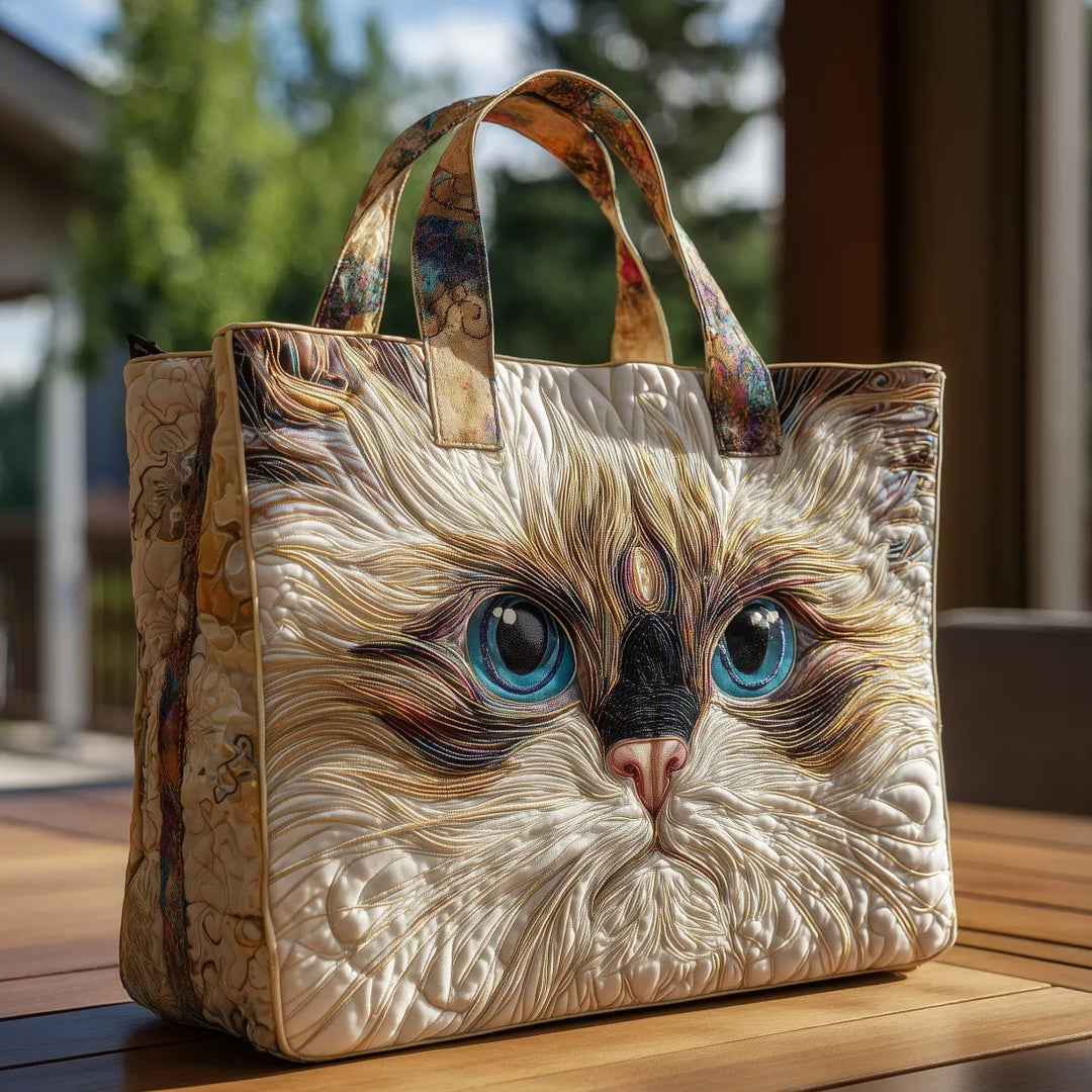 Ambachtelijke Tas - Witte Kat met Blauwe Ogen