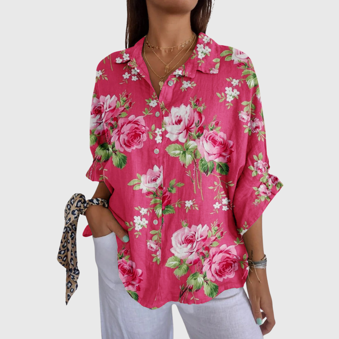 Lichte kleurrijke blouse met print