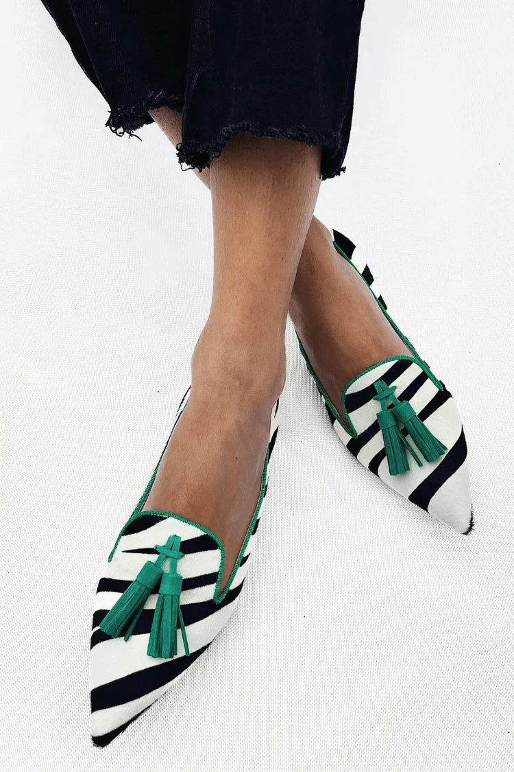 Riane™ | Groene mocassins met zebraprint