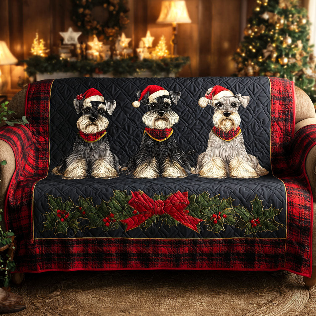 Tineke - Gewatteerde bankhoes Schnauzer Kerst