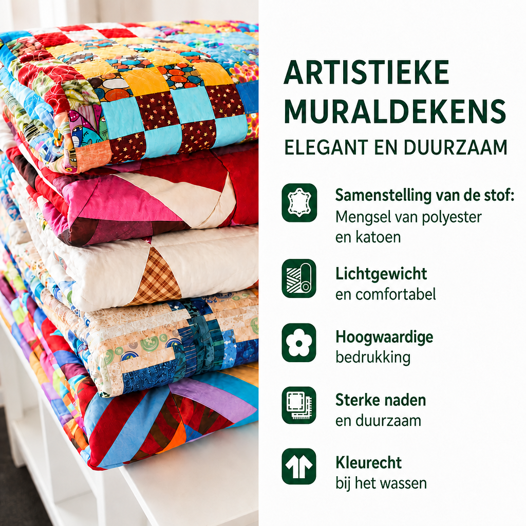 Sietske - Gewatteerde deken Retro met Symbool van de Vrede